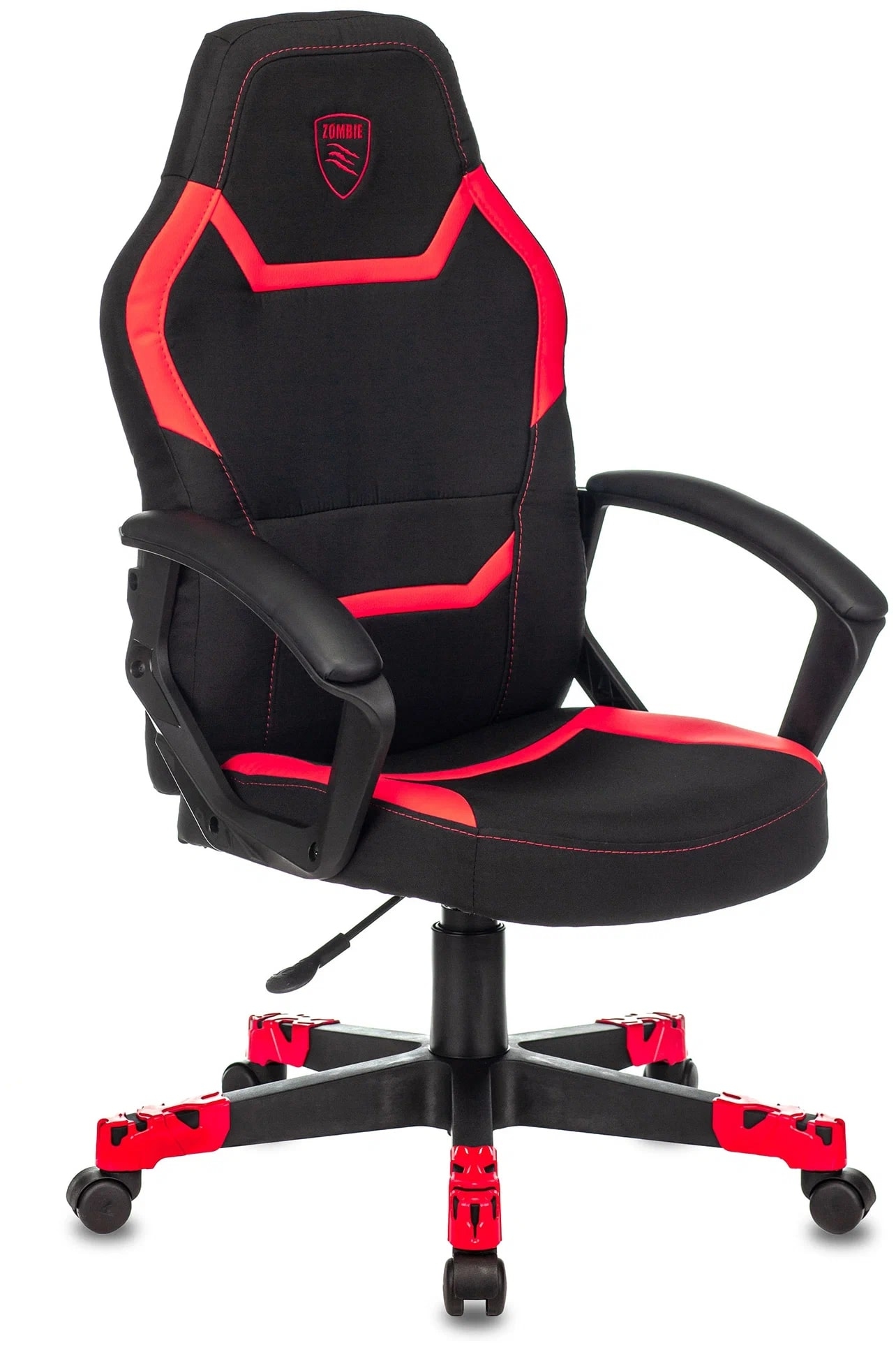 Кресло игровое Бюрократ ZOMBIE 10 текстиль/эко.кожа (черный/красный)