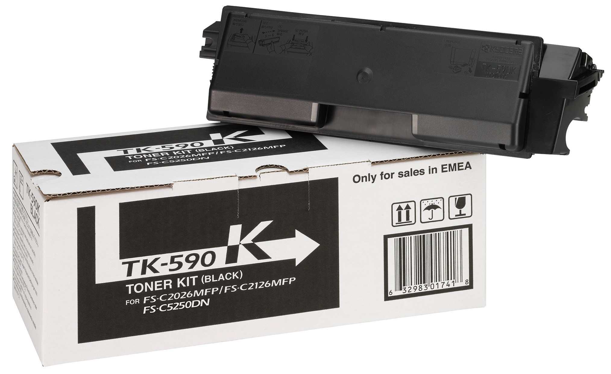 Заправка лазерного цветного картриджа Kyocera ТК-590K без чипа*