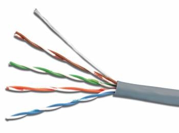Кабель UTP 5e level (4 Pairs solid AWG26, CCA серый (бухта 305м)