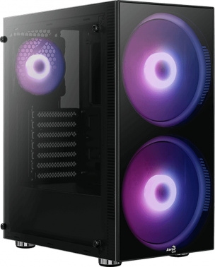 Корпус Aerocool Python <ATX, без БП, 2xUSB2.0, 1xUSB3.0, Audio, окно, 3xARGB FAN> (черный)