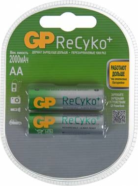 Аккумуляторы GP ReCyko 2х2050мАч, размер AA NiMH (210AAHCB-UC2)